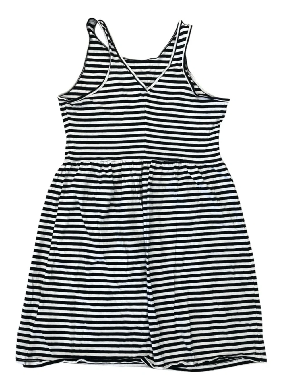 Old Navy Girls L 10-12 Sleeveless Striped Tank Dress Black White Cotton - Picture 2 of 4